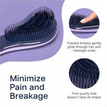 Glide Thru Detangling Brush For Adults And  - Detangler Brush For Curly Or Straight, Wet Or Dry Hair - Gentle On Tangles Hair Comb - 7.5x3-Inch, Turquoise And Purple (Pack Of 2) - 紫色 - 查看 4
