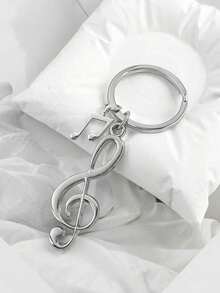 1pc Creative Music Note Earphone Keychain Chic Music Element Small Gift Pendant Metal Note Keyring For Friends And Girlfriends Car Accessories Bag Charm School Cute Goth Y2k - Bạc - Xem 3