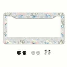 1 Piece Aluminum License Plate Frame With Cute Floral Pattern | Suitable For North America And Most International Vehicles, Includes Mounting Screws, Secure Fit, Stylish And Beautiful, UV-Resistant And Rust-Proof, Easy To Install - 12x6inch,Car Acessesories,Car Acessesories Interior,Car Decor,Car,Car Accesssories,Pink Car Acessesories,Cute Car Acessesories,Car Acessesories Women,Car Acessesories Women>Essentials,Car Accesories Interior Woman,Japan,Truck Accersories,License Plate Cover,Car Acessesories>Pink,Car Acessesories Girly,Cheetah Print Car Accessories - A - 查看 1