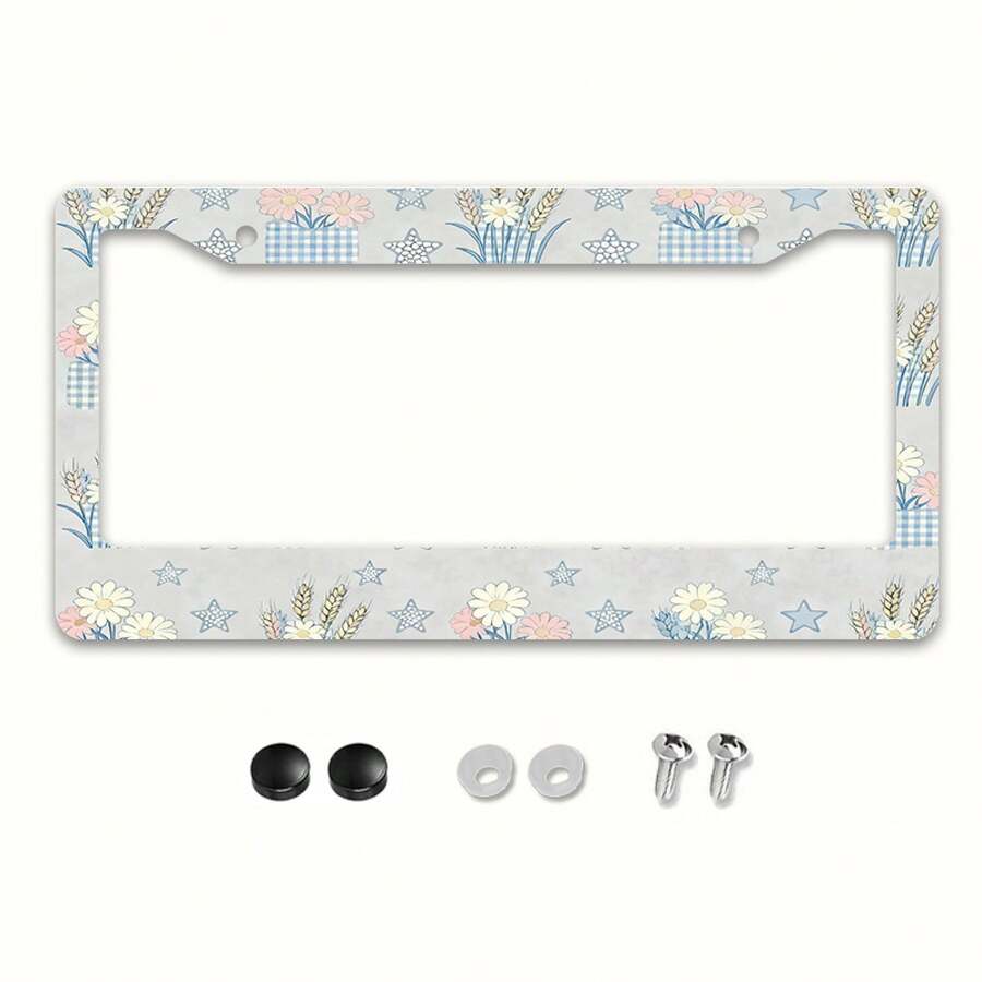 1 Piece Aluminum License Plate Frame With Cute Floral Pattern | Suitable For North America And Most International Vehicles, Includes Mounting Screws, Secure Fit, Stylish And Beautiful, UV-Resistant And Rust-Proof, Easy To Install - 12x6inch,Car Acessesories,Car Acessesories Interior,Car Decor,Car,Car Accesssories,Pink Car Acessesories,Cute Car Acessesories,Car Acessesories Women,Car Acessesories Women>Essentials,Car Accesories Interior Woman,Japan,Truck Accersories,License Plate Cover,Car Acessesories>Pink,Car Acessesories Girly,Cheetah Print Car Accessories - A - 查看 1