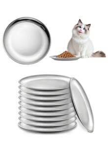 不锈钢猫粮盘套装 - 宽大轻便设计，易于清洁，经久耐用，宠物喂食餐具，适用于猫、幼犬及小型宠物，加高狗粮碗，宠物必备用品 - - - 查看 6