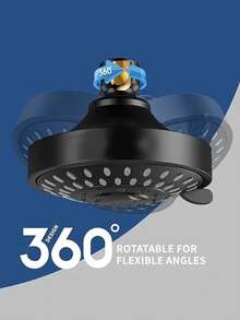 Cabezal de ducha redondo de alta presión de 5 modos, rociador de ducha de alta presión de 4 pulgadas con 5 ajustes y soporte ajustable, 5 patrones de rociado, sistema de ducha de lluvia que ahorra agua, boquilla autolimpiante y cara giratoria 360°, superficie pulida, cobertura de Body completo, fácil instalación, proporciona una experiencia de ducha refrescante, adecuado para el hogar, hotel, apartamento y baño del gimnasio, accesorio esencial para el baño moderno y la autocaravana, mejore su baño, ofrezca una experiencia de baño de lujo, opción de regalo ideal y renovación del baño - Círculo negro - Ver 7