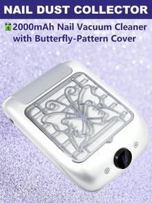 LIMEGIRL 2000mAh 美甲粉尘收集器，蝴蝶图案外壳，优雅美甲粉尘吸尘器，专业无刷涡轮风扇，带液晶显示屏和手柄，美甲粉尘吸尘器，适用于凝胶美甲抛光、沙龙和家庭使用，白色 - 查看 2