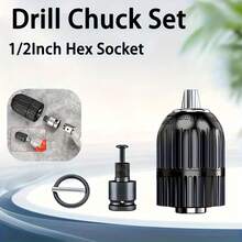 4pcs/Set,Drill Chuck Set,1/2 Inch Hex Socket Drill Bit Chuck,Self-Locking Keyless Drill Bit,Metal Drill Chuck Converter,Suitable For Electric Wrenches,From 2.0mm/0.08in To 13mm/0.51in Bits - Black - View 3