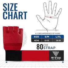 WYOX Vendas de Gel Boxeo, Guantes Interiores para Hombre y Mujer, Correa de muñeca de 80 cm, Soporte Acolchado para Nudillos, Vendas sin Dedos para Entrenamiento de MMA - L-XL-Rojo - Ver 3