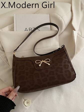 Bolso de hombro elegante en forma de media luna, bolso casual de unicolor de moda para mujer