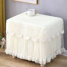Bedside Table Dust Cover, Lace Polyester Dust Cover, Small Lace Tablecloth, Cabinet Dust Cover, Exquisite And Beautiful Design,  Full-Coverage Dust Cover, Combining Practicality And Aesthetics - White - View 1
