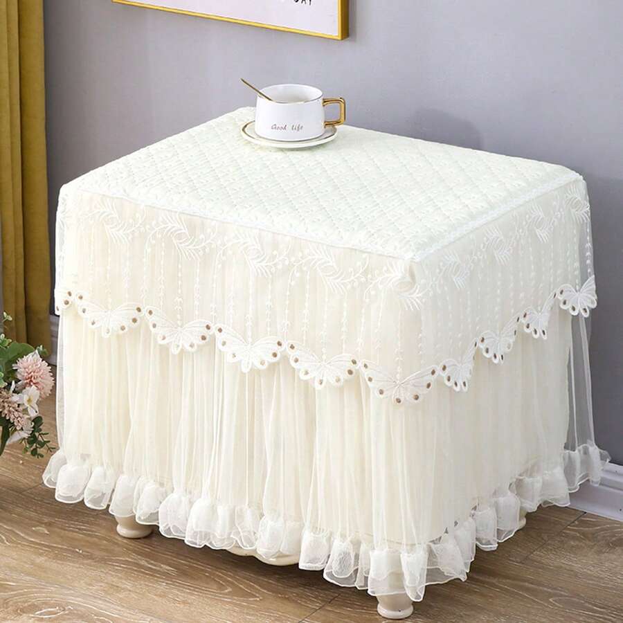 Bedside Table Dust Cover, Lace Polyester Dust Cover, Small Lace Tablecloth, Cabinet Dust Cover, Exquisite And Beautiful Design,  Full-Coverage Dust Cover, Combining Practicality And Aesthetics - White - View 1