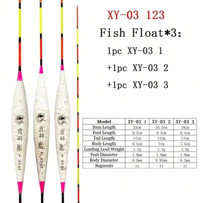 3 piezas/juego de equipo de pesca flotante, deportes al aire libre, flotadores verticales para peces, conjunto de aparejos de pesca, accesorios de pesca