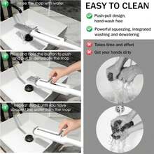 Shker Portable Self-Squeeze Mini Mop, Short Rotatable Hand Wash-Free Flat Squeeze Mop With Crevice Brush And Reusable Microfiber Pads, Floor Cleaning System (Mop+4 Pads), Gray - ColorB - 查看 7