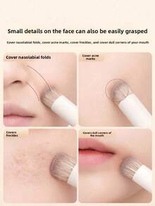 遮瑕刷 眼下迷你斜角平头歌舞伎鼻部轮廓刷 用于遮瑕、晕染、定妆、抛光粉底液、膏状化妆品专业小型粉底刷 - 粉色 - 查看 6