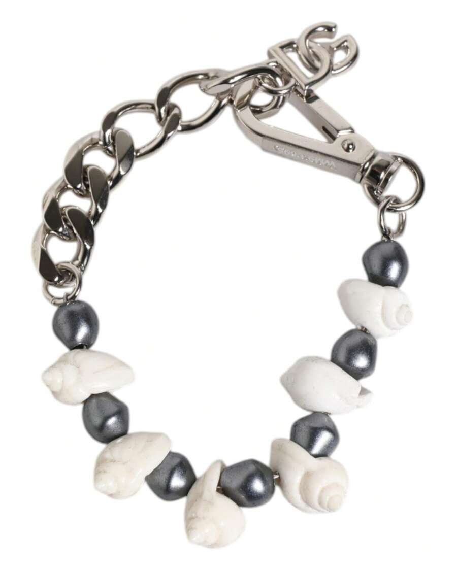 Dolce & Gabbana Shell Pearl Keychain Men Silver Bracelets - Silver - View 1