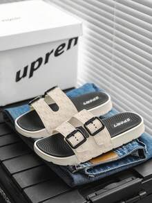 Men's Premium White Slippers, Fashionable Casual Flip Flops, TPU Material Sandals, Plus Size 39-47 - White - View 2