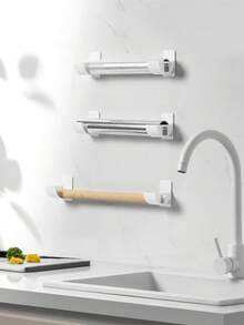 2 estantes de almacenamiento de cocina ajustables y sin perforación - Cajas de almacenamiento de plástico multifuncionales adecuadas para película de envoltura, bolsas de basura, etc. - Estante lateral de gabinete y refrigerador que ahorra espacio - Multicolor - Ver 6