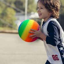 Bola Inflable Arcoíris Ecológica 8.66 Pulgadas para Juegos Al Aire Libre Playa Y Patio Juguete  De PVC para Niños Y Familia,37491722 - Multicolor - Ver 5