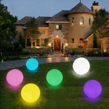 1 pièce Boule lumineuse LED à 16 couleurs changeantes, rechargeable par USB, avec télécommande, variateur, pour décoration d'extérieur, jardin, pelouse, piscine, camping, chambre à coucher - Flotteur lumineux rond pour l'eau - Voir 8