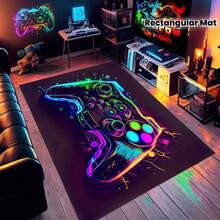 1pc Colorful Graffiti Game Console Decorative Square Rug, Bedroom Decor, Small Rug, Carpet, Home Decor, Living Room Rug, Bedroom Rug, Outdoor Rug, Washable - Multicolor - View 4