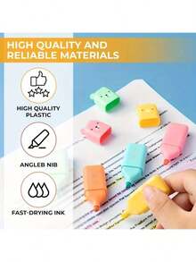 4/5/6色/套 可爱迷你熊造型荧光笔 马卡龙色斜头马克笔 幼儿园学校书写工具 荧光笔 专用于标记笔记 - 迷你可愛螢光筆 - 查看 6