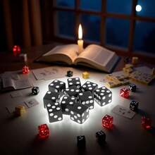 1 Set Black 10 6-Sided Numbers Dice Game Tools Standard Game Dice With Accessories - 如圖 - 查看 4