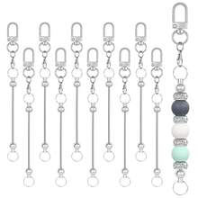 10pcs Classic Handmade DIY Keychain Set, For Women, 15mm Silver Long Chain Pendant, Portable Keychain & Jewelry Making Craft Materials, Suitable For DIY Beading - Long Shape - View 2