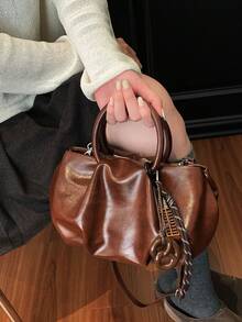 Nueva bolsa de mano elegante con decoración de pliegues en forma de nube, bolso de hombro versátil de unicolor minimalista y vintage al estilo coreano/europeo, adecuado para uso diario, ir al trabajo, compras, vacaciones, regalo para la novia - Multicolor - Ver 9
