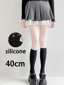 1 Pair Black/White Silicone Non-Slip Extra Long Over-The-Knee Socks, Women Slimming JK Socks 40/50/70cm Extra Long Socks, Velvet Thigh High Stockings, Japanese Sweet Goth Long Tube Socks, Black & White Cat Paw Non-Slip Calf High Socks, Versatile Slim Breathable Minimalist Sexy Academy Style - Multicolor - View 10