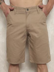 Men's Bermuda Shorts In Twill With Elastane - Sizes 38 To 48 - Black, Beige, White, Green, Blue, Caramel, Gray, Wine Green. Factory Outlet For Men's Black Denim Shorts. - 香檳色 - 查看 8