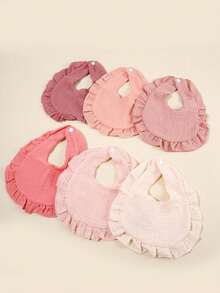 6pcs Baby Bibs With Ruffle Edges, Suitable For Daily Wear