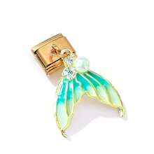 1件套不锈钢手链吊坠，包含十字架、蝴蝶、爱心、蜜蜂、树叶、皇冠、四叶草、钥匙、储物柜图案，适合DIY珠宝制作、项链、手链，可自由搭配不同风格。 - 彩色 - 查看 14