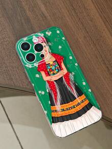 1PC Funda de teléfono con diseño de mujeres inspiradas en FridaKahlo estilo artístico vibrante colores cálidos y flores en el cabello moda bohemia y cultural TPU transparente protección completa para lente compatible con iPhone17/16/15/14/13/12/11/Pro/ProMax compatible con Galaxy A54/S24 Ultra/Plus compatible con Moto/Galaxy/Redmi/Honor/OPPO - Transparente F - Ver 5
