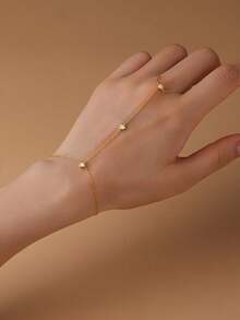 1pc Elegant S925 Sterling Silver Cubic Zirconia Heart Pendant Bracelet, Versatile Birthday Gift & Daily Wear For Women - Gold - View 2