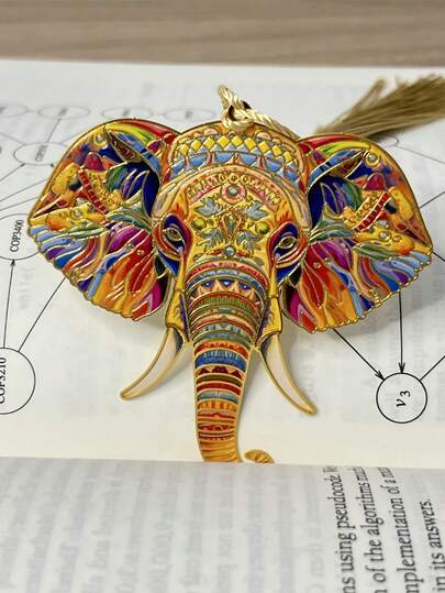 色彩缤纷的大象造型书签，可爱的大象设计搭配金属流苏装饰，色彩鲜艳，工艺精湛。适用于书房、教室和图书馆。是送给爱书人士、返校季、生日、派对、新年、情人节、感恩节的绝佳礼物。