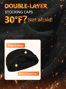 3Pcs/Set Winter Knit Beanie Hat Neck Warmer Scarf And Touch Screen Gloves Set 3 Pcs Thermal Lined Skull Cap For Men - Multicolor - View 4