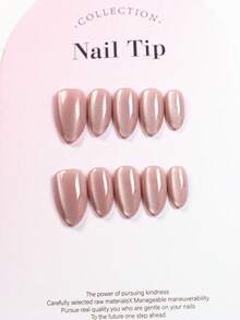 10片手工粉色猫眼短款美甲贴片，杏仁形图案，优雅风格，亚克力美甲用品包含1个迷你指甲锉和1张贴纸，非常适合夏季DIY美甲和音乐节。 - 粉色 - 查看 11