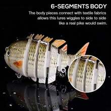 1pc/5pcsñuelos de Pesca SwimPanfish Multi Articulados Panfish Bluegill Swimbaits Duros de Superficie para Lubina Crank Agua Dulce Agua Salada - 489-2 amarillo - Ver 7