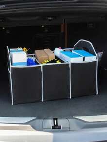 Extra Large Foldable Car Trunk Storage Box With 3 Compartments, Multipurpose Car Seat Organizer Box, Tool Storage Box, Suitable For Cars, Trucks, Keeps Your Vehicle Tidy - A - View 2