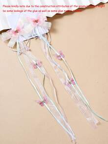 2 件装女孩蝴蝶/花朵发夹，可爱返校蝴蝶仿珍珠链流苏发夹发卡发饰，适合节日派对和日常佩戴