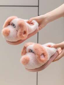 3D Dog Ear Design Slippers, Soft Plush Material, Non-Slip Rubber Sole, Warm Indoor Shoes For Winter, Suitable For Toddler Boys And Girls, Cute For Home And Bedroom Wear - Pink - View 2