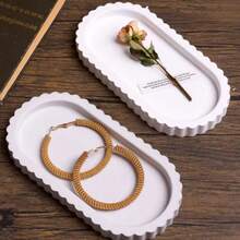 DIY树脂模具椭圆形花边托盘，石膏环氧树脂模具条纹椭圆形托盘，珠宝首饰收纳硅胶模具