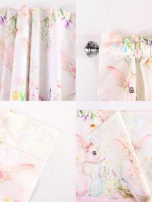 1pc Easter Bunny Valance Curtain, 55x18Inch Spring Themed Rabbits & Easter Eggs Pattern Polyester Rod Pocket Short Curtain, Easter Decorations For Home, Farmhouse Style Kitchen Valances Window Treatments For Bedroom, Bathroom, Living Room, Spring Easter Holiday Decor, Easter Ornaments - Multicolor - View 12