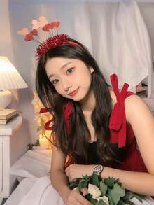 情人节派对服装套装 - 红色角色扮演服装、丘比特弓箭、天使翅膀、心形发箍、透明眼镜 - 派对节日服装、舞台表演道具、摄影配件