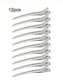 5pcs/10pcs/15pcs/20pcs Metal Hair Clips Set, Women Curling Clips, Duck Clips, Alligator Clips, Metal Hair Pins - Silver - View 2