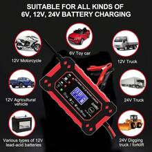 Cargador De Baterias Inteligente Para Auto,para automóvil y motocicleta, cargador de baterías de reparación por pulsos, Moto 12V/6A ,pantalla digital LED inteligente para baterías de plomo-ácido - Rojo - Rojo - Ver 11