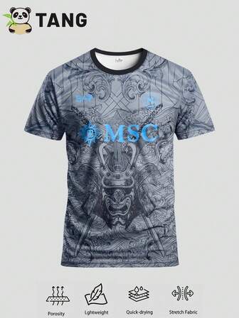 Italy Naples Away Jersey Men's Football Sports Shirt Comfortable Round Neck Sports Top Suitable For Football Match Training, Casual And Holiday Wear Great Gift