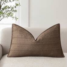 1 pieza Marrón (sin relleno de almohada) Funda de almohada con textura de gofre reversible, Funda de cojín de estilo europeo moderno y elegante, Adecuada para el hogar, sofá, cama, decoración de la sala de estar, para todas las estaciones - Marrón - Ver 9