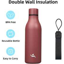 - Botella de agua aislada con correa, 18 onzas, doble pared de acero inoxidable al aspiradora, frasco de agua de metal, rojo ladrillo,37495042 - Rojo violeta - Ver 5