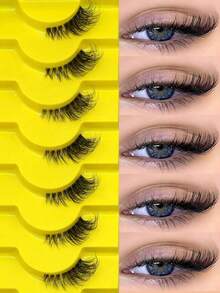 自然半截猫眼透明假睫毛，蓬松3D仿貂毛假睫毛套装，柔软轻盈假睫毛 - 眼尾拉長款 - 查看 1