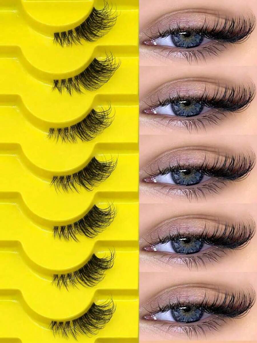 自然半截猫眼透明假睫毛，蓬松3D仿貂毛假睫毛套装，柔软轻盈假睫毛 - 眼尾拉長款 - 查看 1