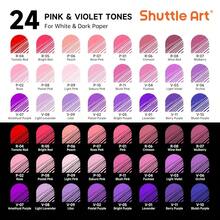 Shuttle Art Colored Pens, 24 Pink & Purple Tone Colors Cute Journal Pens 0.6mm Fine Point Colored Gel Pens For Black Paper Adult Coloring Writing Drawing Journaling Note TaFKing Schoolsss Office Home - 24粉紅紫調 - 查看 3