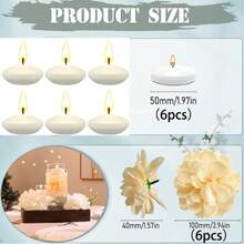 6 piezas de cabezas florales artificiales flotantes, emparejadas con velas flotantes, para rellenar jarrones, adecuadas para bodas, hogar, restaurante, dormitorio, decoración de jarrones, suministros para fiestas de cumpleaños, decoración de bodas, flores artificiales, regalo del Día de San Valentín, materiales DIY para Año Nuevo, plantas artificiales, decoración de primavera, habitación, escritorio, decoración de jardín, suministros de decoración de habitación, regalo del Día de San Valentín, regalo de graduación